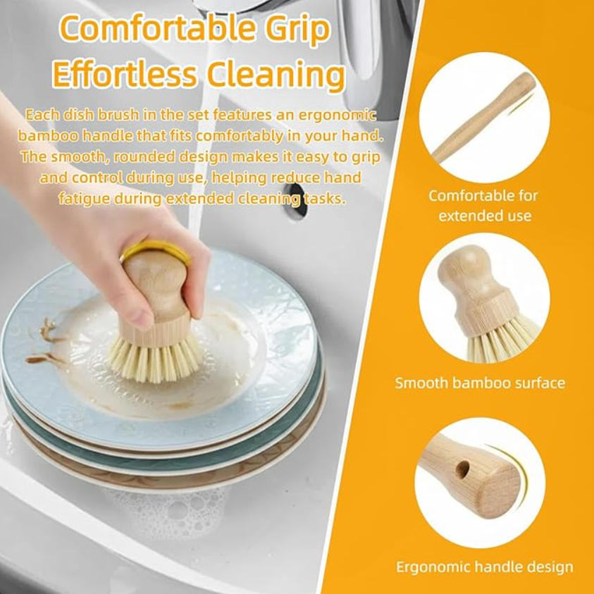 6 PCS Bamboo Dish Brush Set -  - đánh giá và giá Substrate Coconut Fiber
